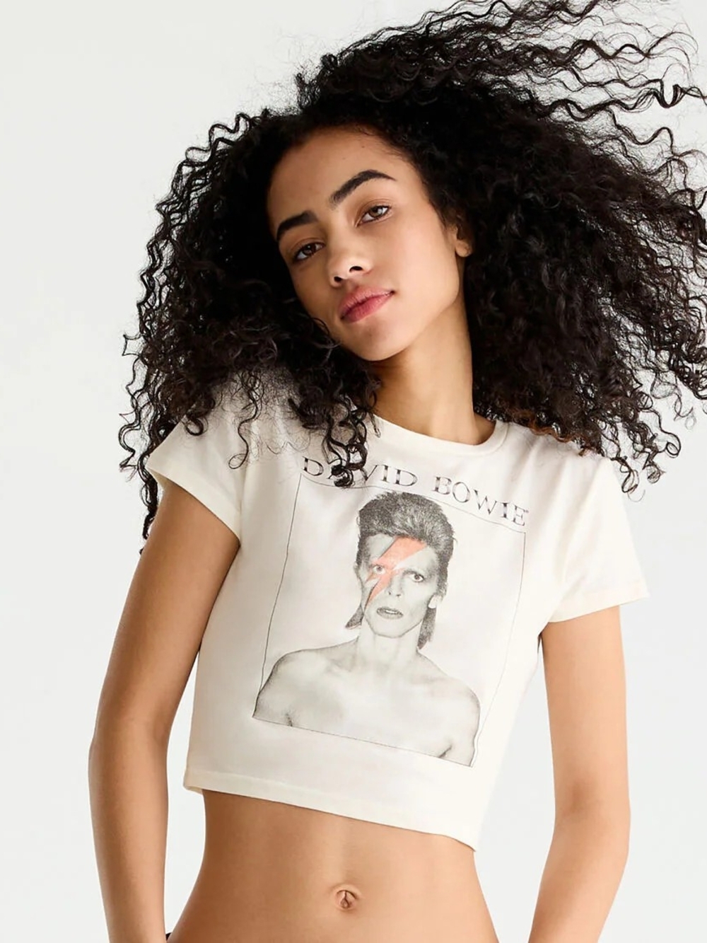 Aeropostale Cream Graphic Crop Tee